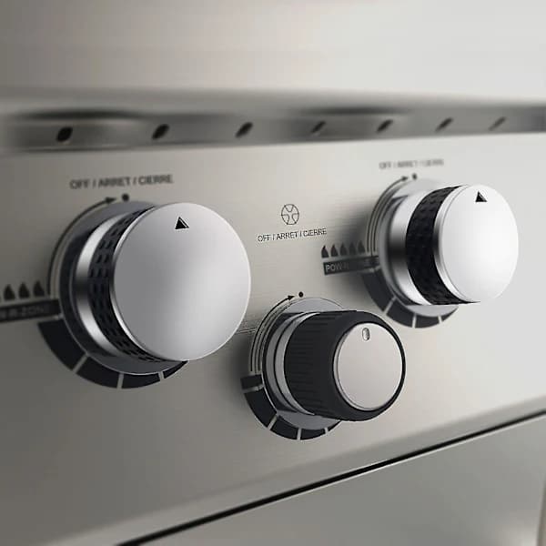 4-pak grillkontrolknapper erstatning til gasgrill, passer til D-formet ventilspindel med 6 mm og 8 mm adaptere, sølvsort