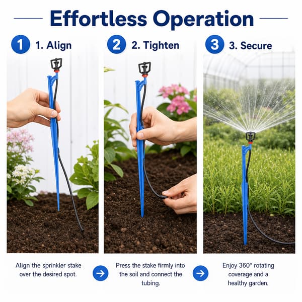 360° roterende sprinkler på 28 cm spyd til plænevanding, blå, 5 stk. 28cm tip vortex