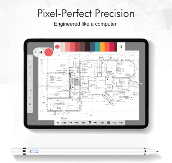 Aktiv Stylus Pen med Fin Spids og Hurtig Opladning til iPad Android Tablets og Telefoner Hvid