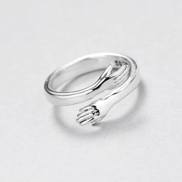925 sterlingsilver smycke kärlek kram ring retro mode trend silver one size-FA12- Silver