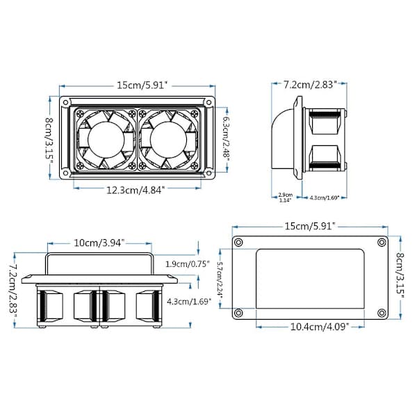 [CA] Til DC 12V Emhætte Udstødningsventilator Til Campingvogn Trailer Universal Rv Indendørs Luft Hvid Lav effekt