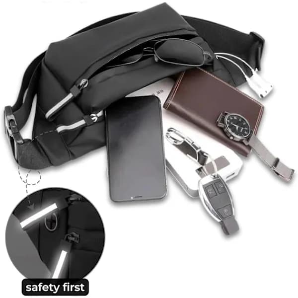 Plus Size Midjeväska med Extra Lång Rem 168 cm för Män Crossbody Väska