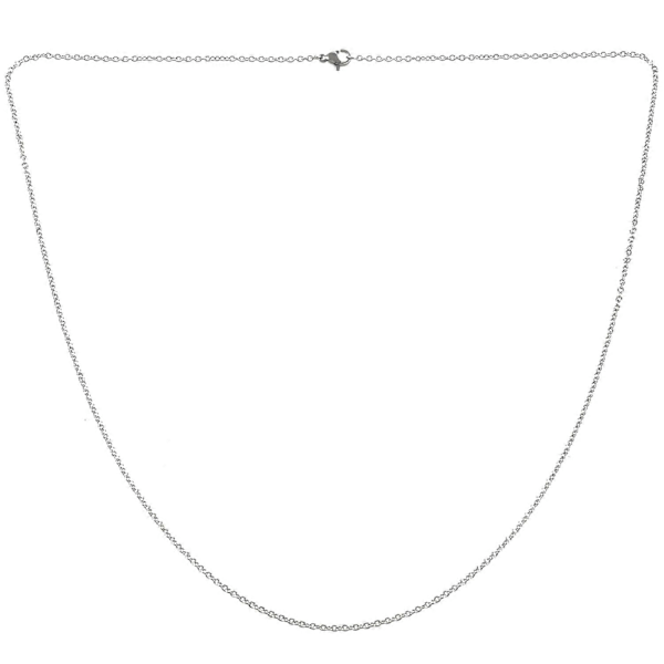 CASA Jewelry Naisten kaulaketju, ruostumattomasta teräksestä valmistettu \"O\"-kaulakoru, hopea, 2 mm leveä, 65 cm pitkä