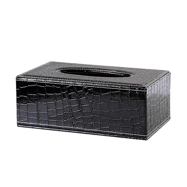 {ca}Heminredning Rektangulær Læder Køkken Bil Tissue Box Servietholder Sort, Stilfuld