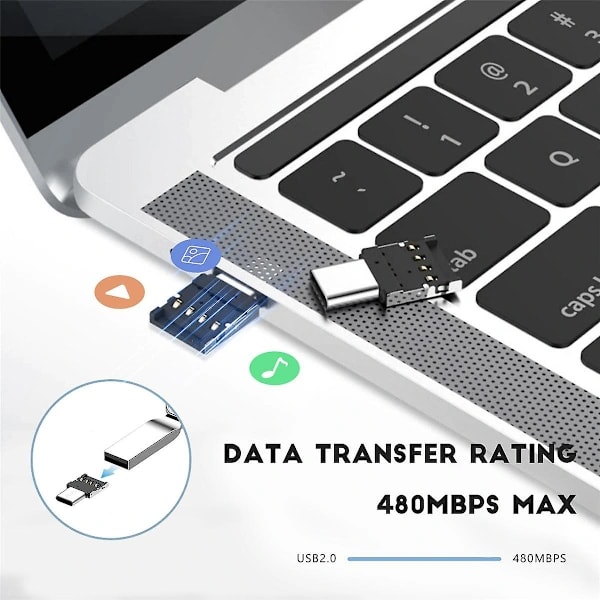 5 stk. Ultra Mini Type-C USB-C til USB 2.0 OTG-adapter til mobiltelefon, tablet og USB-kabel og flash-disk