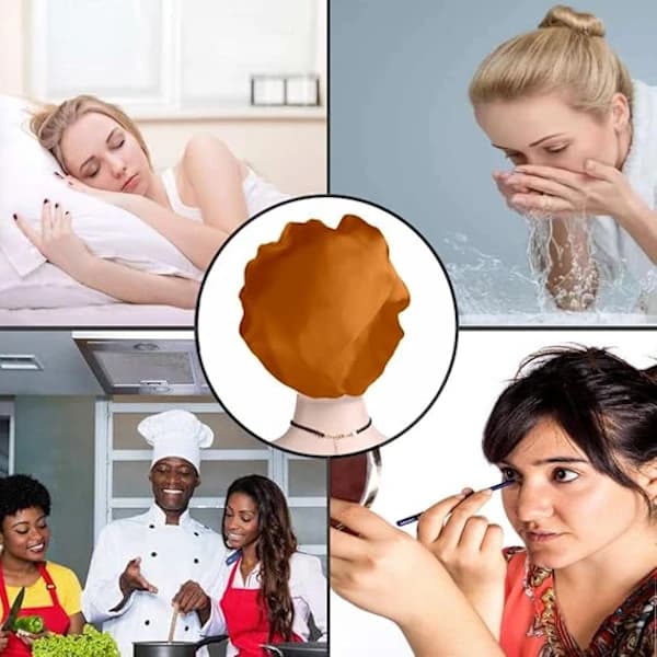 Sleep Bonnet Hårhätta, Brett Elastiskt Band Satinmössa Silkesmössa Duschmössa för Kvinnor Flickor Smink Hårvård Elastisk Hatt