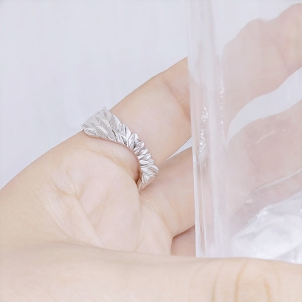 925 Silver Ängelvinge Fingerring Öppna Ringar Justerbar Kvinna