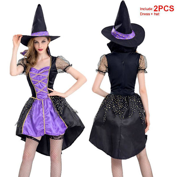 Sexy Dame Skørt Fantasifulde Kjole Kostume Fantasy Sort Hexe Cosplay Matches the image xl