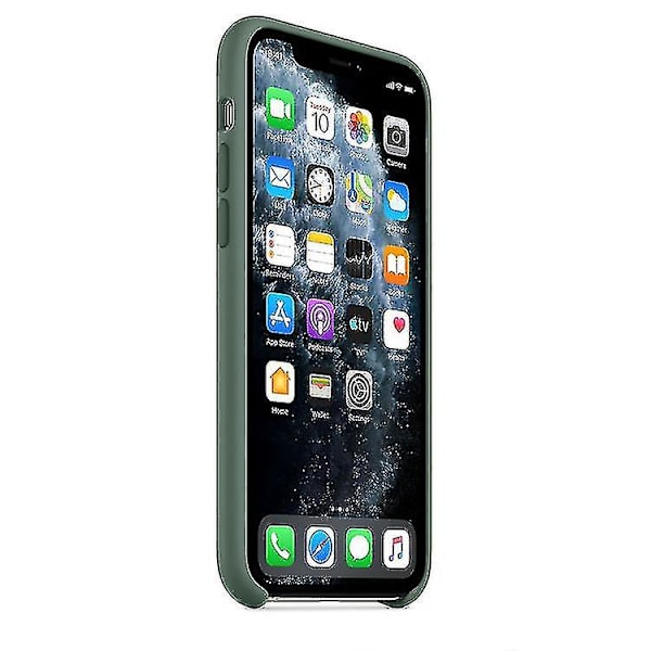 Apple Silikon Mikrofiberskyddsskal för iPhone 11 Pro - Tallgrön