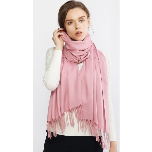 Damhalsdukar - Pashminasjalar och omslag för bröllopssjalar för kvinnor vinter (rosa)