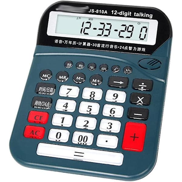 Kontorkalkulator Skrivebordskalkulator 12 Siffer Stor LCD-skjerm