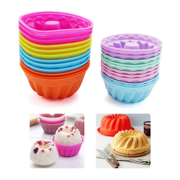 12 stk/sett Silikonform Muffin Cupcake Gresskarform Gjenbrukbar B
