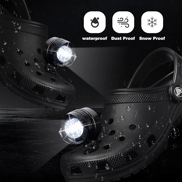 2 kpl, 3 tilaa LED-taskulamppu, retkeilytarvikkeet, lamput jotka kestävät 145 tuntia, vedenpitävä kenkäkoriste Croc-ajovalot (musta) Musta Sininen