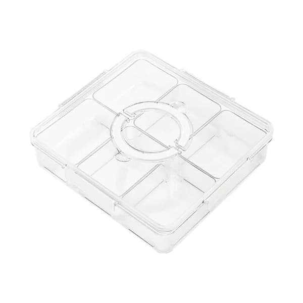 {ca}Opdelt serveringsbakke med håndtagslåg, alsidig 6-rums snackbeholder