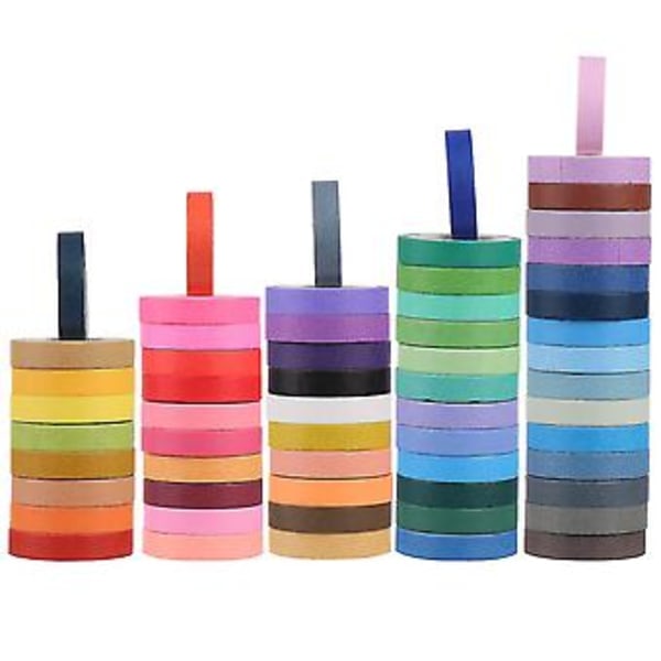 60-pack 8 mm brett Washi-tejp-set - färgglada regnbågstejp-ornament (ca)