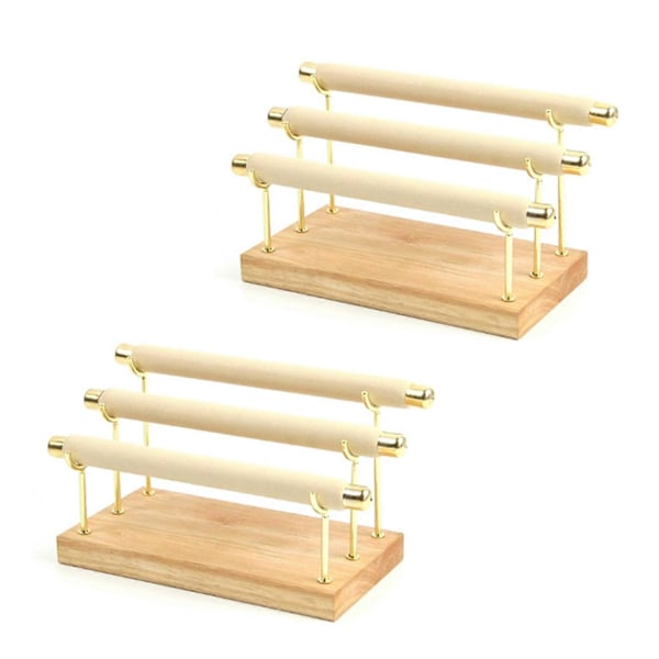 CASA 2X Træ Smykke Display Stand Ringholder T-Bar Display Armbånd Ankelkæder Smykke Display Emballage