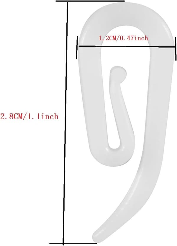 Vita Plastgardinkrokar, 100-pack, 2,8x1,2cm, Gardinfäste