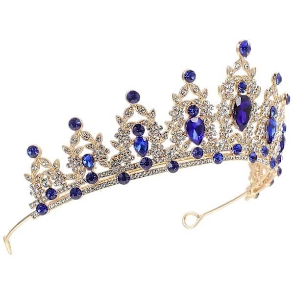 Kroneformet Tiara til Piger Elegant Dekorativt Tilbehør 1 Styk Blå 17X14CM