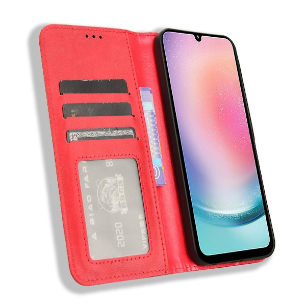 För Samsung Galaxy A25 5G Läderfodral Magnetisk Automatisk Stängning Telefonfodral (ZYH) Röd Samsung Galaxy A25 5G (Global)