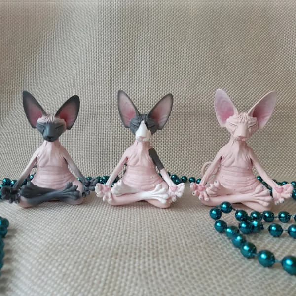 Meditationskatt, tänkande katt, hemhartsprydnad