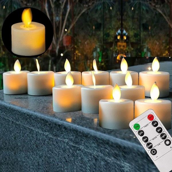Batteridrevne flamløse LED-telys 12 stk, blinkende mosevæge LED-telys jul halloween fest - WELLNGS