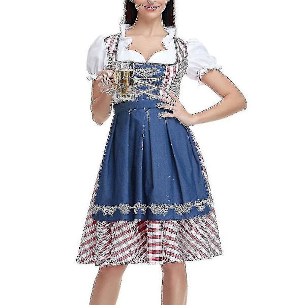 Naisten Oktoberfest-asu Aikuisten Dirndl Saksalaisen Perinteinen Baijerilainen Olutkarnevaali Fraulein Cosplay Pigan Mekko Asun Punainen S