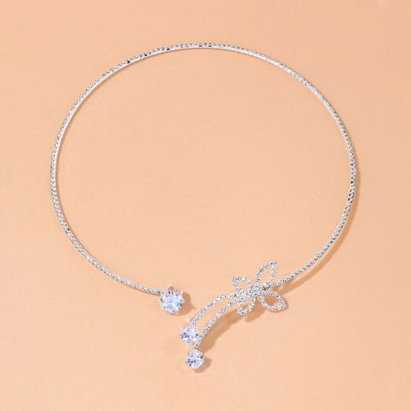 Diamantfjärilshalsband för kvinnor, silver
