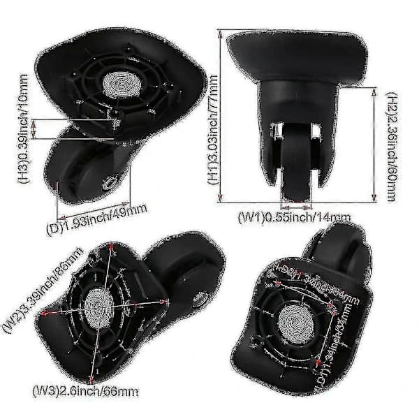 2 stk. Reservehjul for koffert, baghjul W293# 4,9 cm