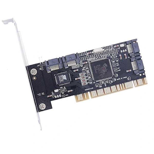 4-portars PCI SATA Raid-kontroller Internt expansionskort med två SATA-kablar, för stationär PC, stöder