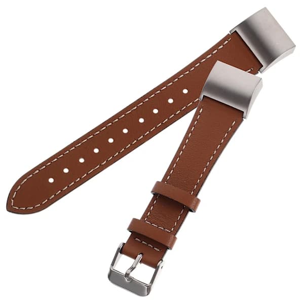 UKCOCO Äkta Ko-Läder Armbandsbyte för Fitbit Charge 2 Band Brun