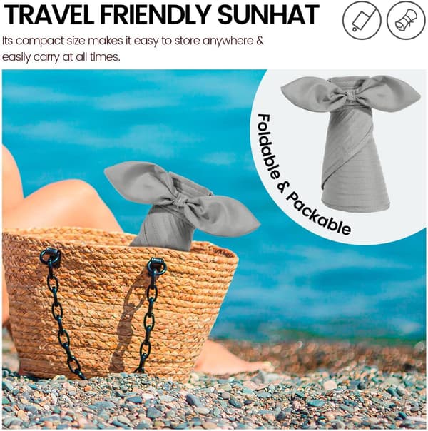 Hatte til kvinder UPF 50+ UV Solbeskyttelse Konvertibel Strandvisirhat Grå Grey