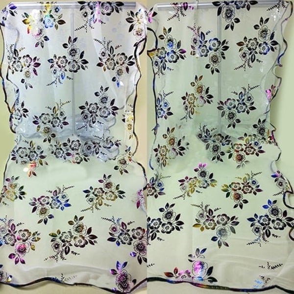 Dammode blomstertryckt tyllscarf svart lång sjal