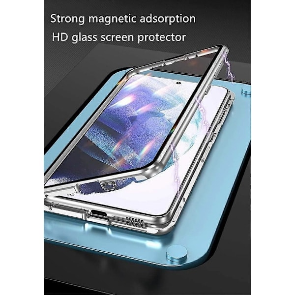 Sikkerhedslås Galaxy S23 Plus 6,6 tommer Cover Magnetisk Adsorption Stødsikker Aluminiumramme Dobbeltsidet Cover Hærdet Glas Beskyttelse (Grøn)