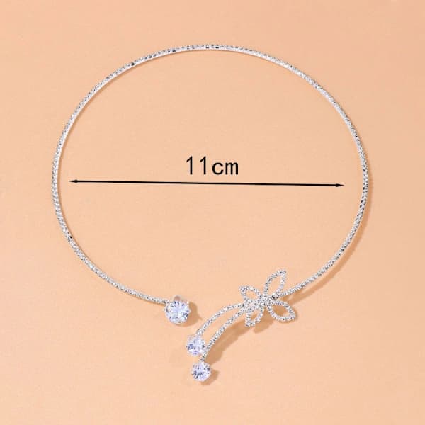 Diamantfjärilshalsband för kvinnor, silver