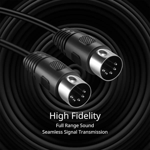 2025 Seneste Model TNP MIDI-kabel (0,3 m) - 5-pin DIN Han Audio MIDI til MIDI-stik Interface Jack Plug Ledning Sort 0,3 m
