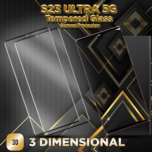 2-Pack Samsung S23 Ultra 5G - 9H Tempered Glass - 3D Super Quality Screen Protector