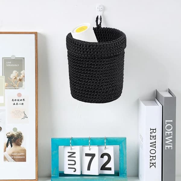 Black Storage Baskets, Natural Woven Organizer, Handmade, Foldable, Eco-Friendly Home Decor