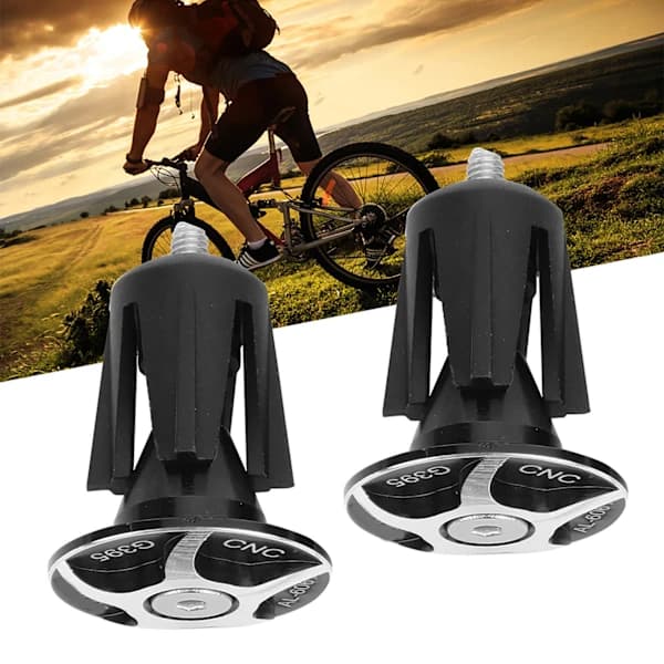 2x Black Alloy Bike Handlebar End Plugs Caps Compatible with Mountain Bikes