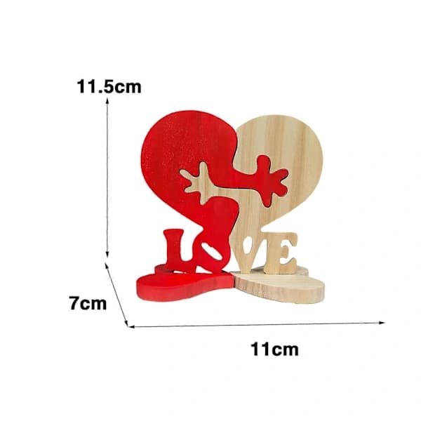 Trehjerte Ornament 6cm Kjærlighetsbrev Valentinsdag Dekorasjon