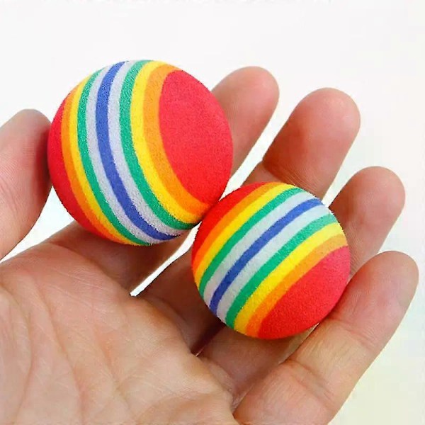 CASA Värikäs Kissa Interaktiivinen Lelu Sateenkaari Lelupallot Höyhen Hiiri Kello Lemmikit Leikki Pureskelu Koulutus Lelut Kissanpentu Kissa Teaser Lelu Tarvikkeet 10pcs 35mm Ball A20