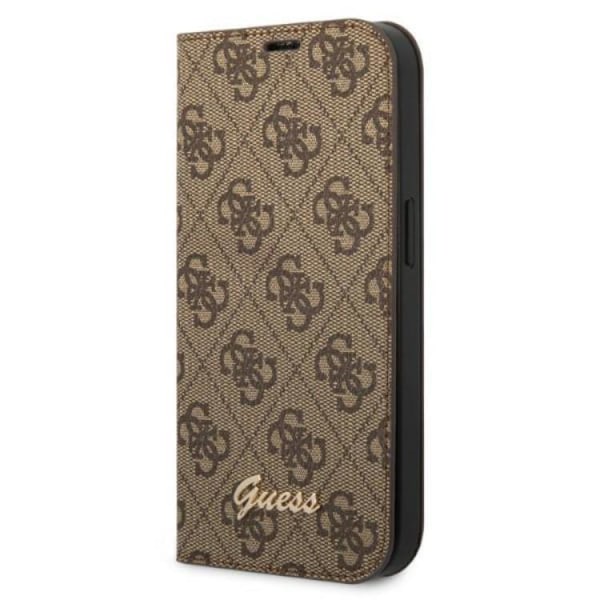 GUESS iPhone 14 Pro Pung Etui Vintage Gold Logo - Brun 75