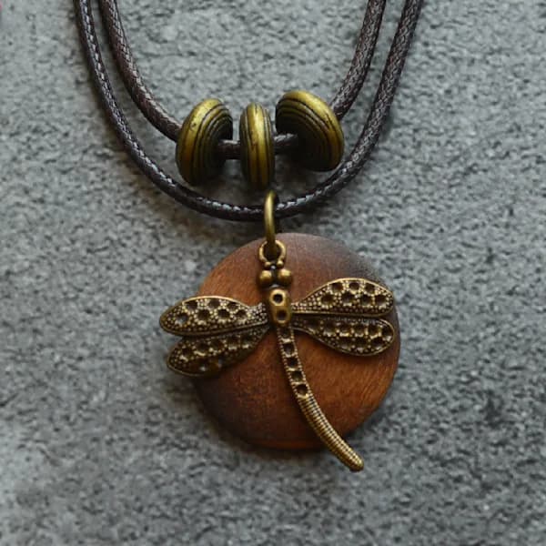 Brunt träklot choker chunky hängsmycke halsband dam