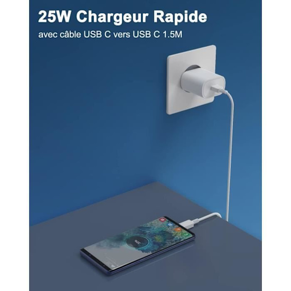 25W USB C Snabbladdare kompatibel med Samsung A13 A14 A33 A34 A53 A54 4G-5G, S23 S22 S21 S20 FE-Plus-Ultra, Supersnabbladdningsadapter
