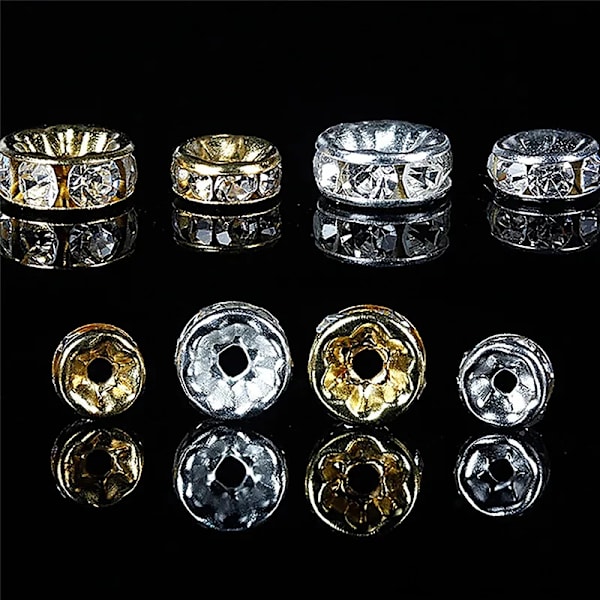 100 stk 5/7/10 mm Rondelle Skive 316 rustfrit stål Krystalafstandsstykker med rhinsten til smykkefremstilling DIY-armbånd gold7mm