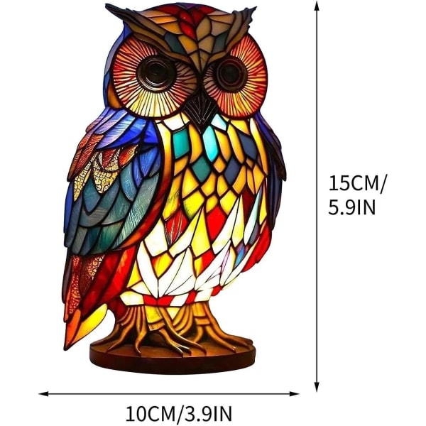 Malt glass Dyr Form Bordlampe, Bohemian Resin Dyrlampe for soverom Stue Hjemmekontor Innredning Gave (ugle)