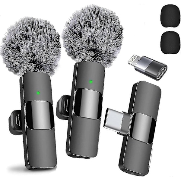 2024 Professionell Trådlös Lavaliermikrofon 2-pack Brusreducerande Kristallklart Inspelning Med Usb-c För Iphone 15 Pro Max, Ipad, Android, Live St