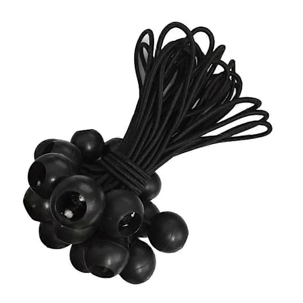 Elastisk snor med høy elastisitet, ball, teltstropper, campingtilbehør, svart, 15 cm for utendørsaktiviteter, 25 stk