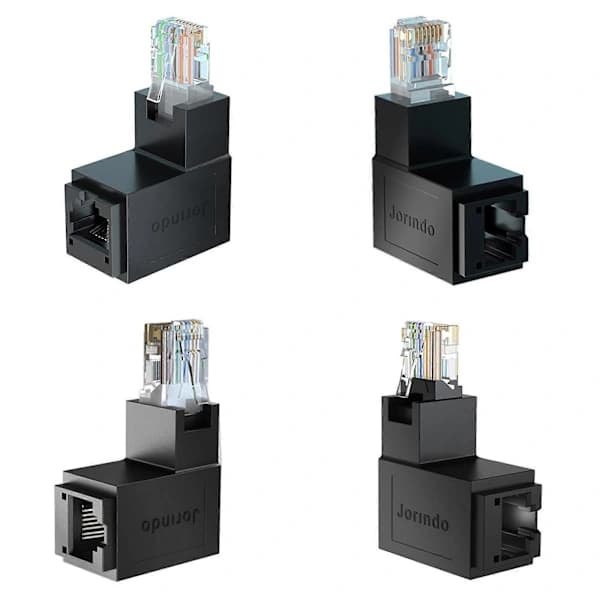 RJ45 Han til Hun Ethernet Adapter Netværksforlænger 90 Grader til CAT5E CAT6 CAT8 Ethernet Kabel C