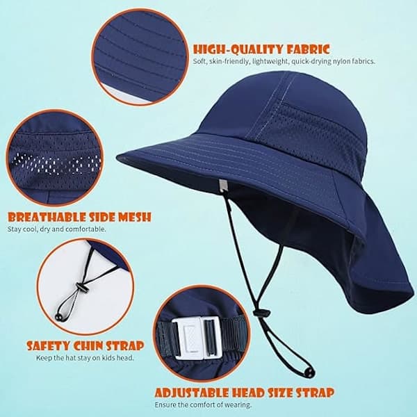 2-pack Toddler Sun Hats, Adjustable Beach Hats