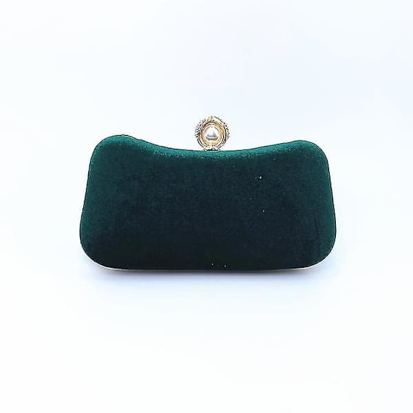 Sammet Bronzad Kvällsväska Retro Clutch - Grön